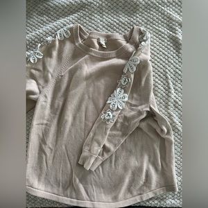 J.Crew 3/4 Sleeve Sweater with Floral Detail Size M